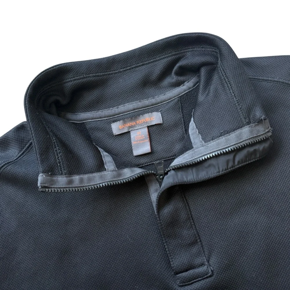 Banana Republic Black Quarter Zip Pullover Jacket Tech Utility Sleeve Pocket M